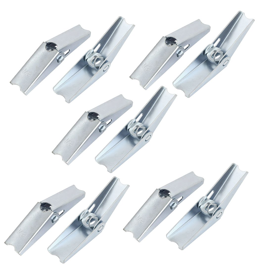 Sourcingmap M8 Dia Female Thread Spring Loaded Hollow Wall Anchor Toggle Wing Nut 10pcs