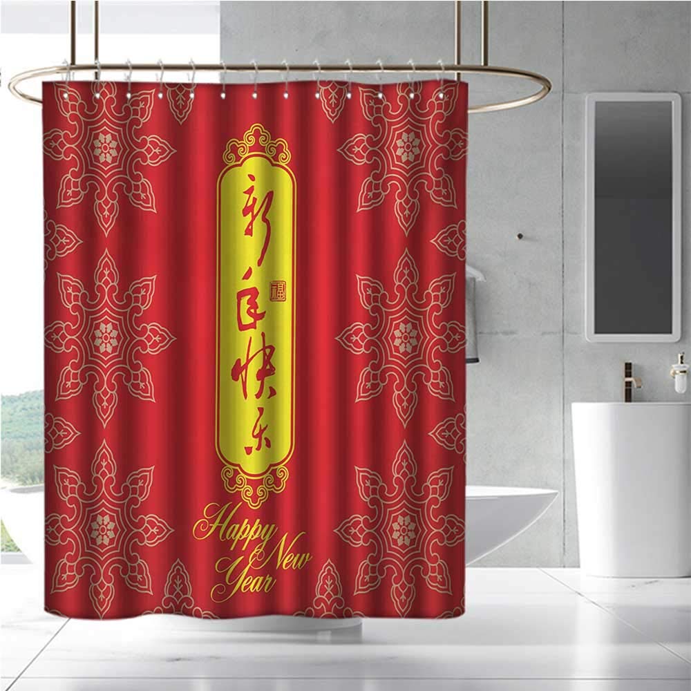 Timbeve Clear Shower Curtain Liner Chinese New Year Hand Drawn