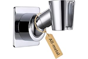Shower Head Holder Adjustable Handheld Brass Shower Head Bracket Shower Wall Mount Holder Shower Wand Holder, Drill Free Glue