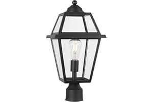 Diyel Large Outdoor Post Light Fixture, Colonial Exterior Pillar Lantern with Black Finish & Clear Glass, Vintage Pier Mount Pole Light Lamp for Garden, Backyard, Courtyard, Patio, Pathway, Walkway