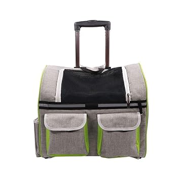 Emily Pets Pet Rolling Carrier with Wheel Cat & Dog Luggage Backpack for Pet Traveling (Silver-Gray)