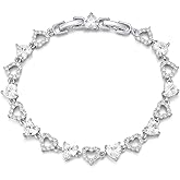 MEIITRUE Tennis Bracelets for Women 14K Gold/White Gold Plated 5mm Round Heart Shape Cubic Zirconia Bracelets Trendy Dainty Rhinestone Bracelet Jewelry Gifts for Her Mom Wife