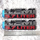 Yoaoo 2x OEM Chrome Hemi 5.7 Liter 5.7L Emblem Badge 3D Decal for RAM 1500 Glossy Origianl size