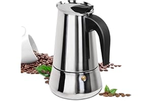 Supvision 2 Cup Moka Pot Stainless Steel 100ml Italian Espresso Coffee Maker Stovetop CoffeeMakers Mocha Pot Percolator for Induction Stove Classic Cafe Makers Portable for Easy Brewing Tummy