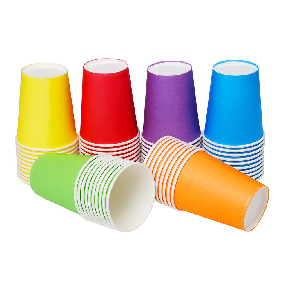 SULOLI Paper Cups,60PCS 9 OZ Party Disposable Cups Multicolor Paper Cup for DIY and Party Supplies (Assorted Colors)