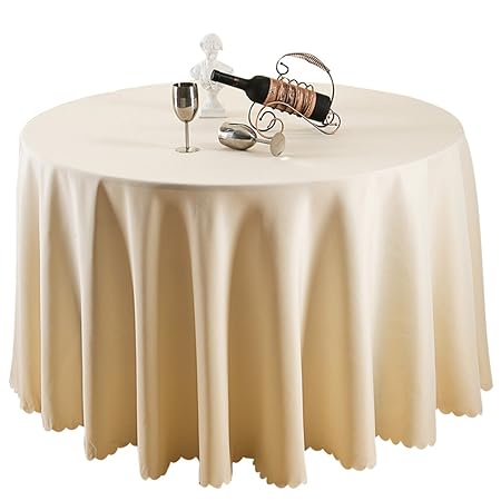 Heheja Pure Farbe Tischtücher Ornamente Eckig Rund Tischdecke Beige 220cm