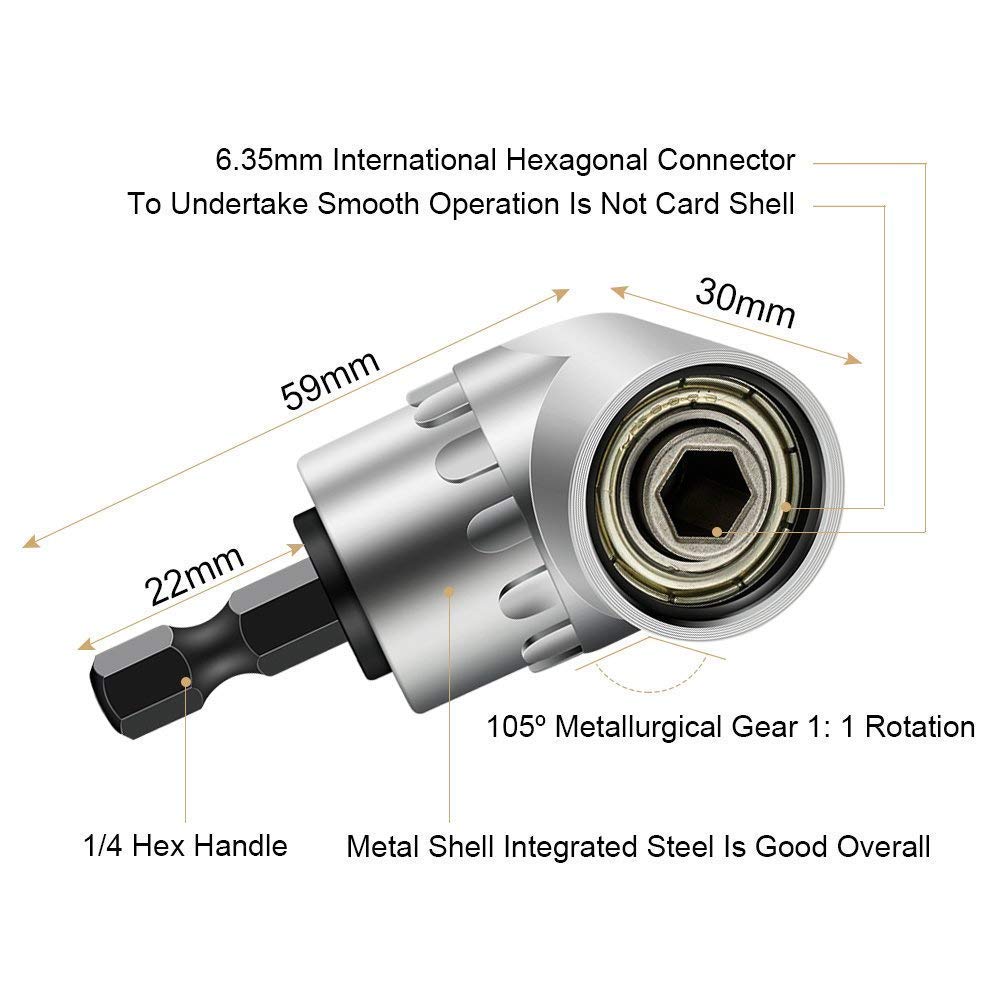 105 Degree Right Steel Angle Driver Angle Extension Power Screwdriver