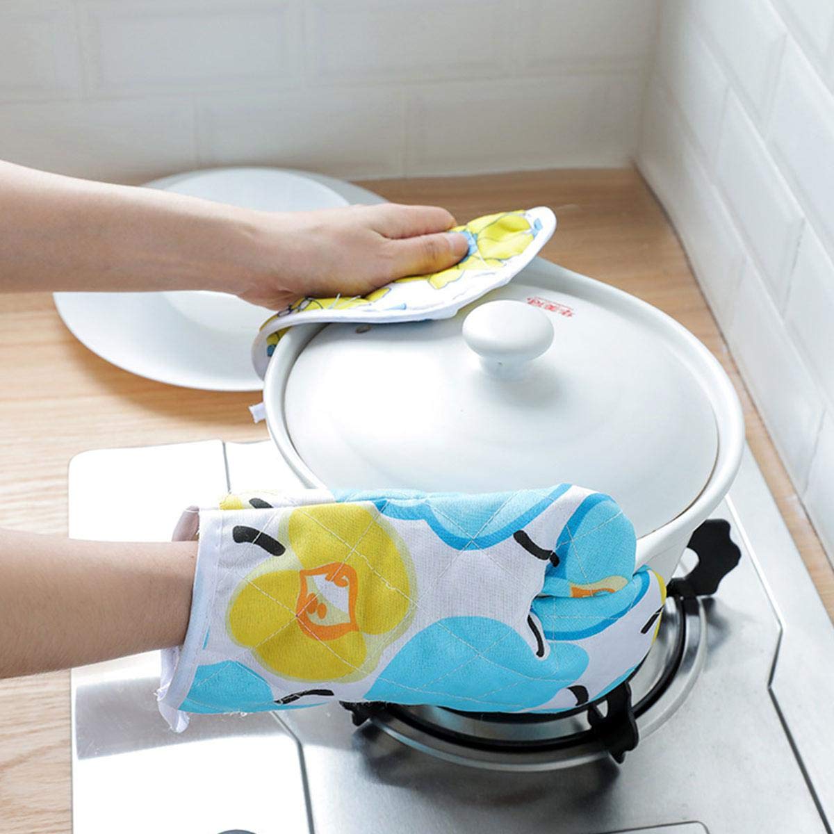 2 Gants De Cuisine Résistants à La Chaleur Pour Four Et Barbecue En Silicone Noir 92382487