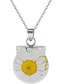 Daisy Pressed Flower Necklace Handmade Pressed Flower Necklace Handmade Real Flower Necklace Personalized Handmade Necklace Real Wildflower Pendant Necklace June Birth Flower Necklace for Women