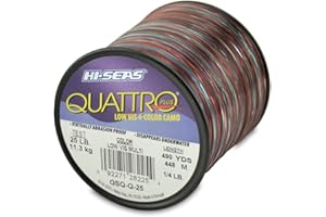 HI-SEAS Quattro Monofilament Fishing Line - Low-vis 4 Color Camo, Strong & Durable Performance Saltwater Main Line