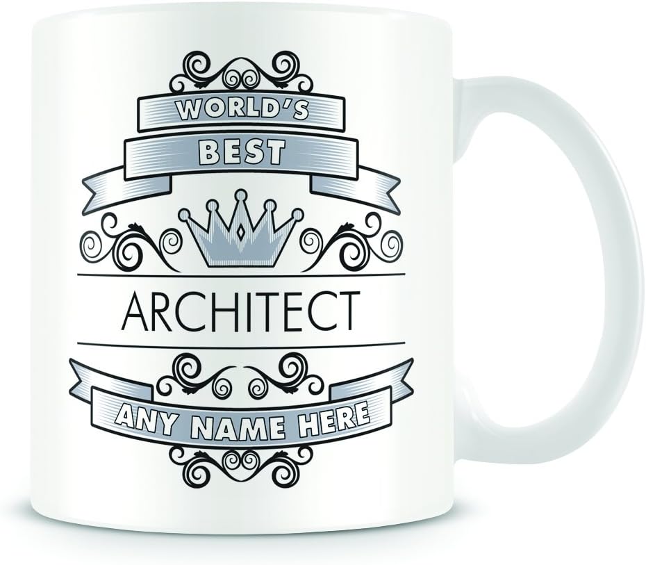 Architect Mug - 'Worlds Best' design - Personalised Mugs for Work Gift - Add Name
