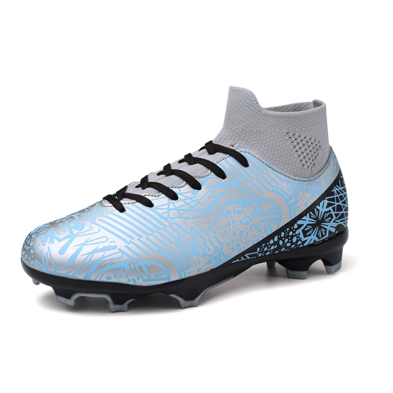 Photo 1 of Kids Soccer Cleats Boys Girls Football Cleats Youth Baseball Shoes Zapatos de Futbol para Niños Athletic Outdoor Soccer Shoes High Top Sneakers Professional Training Football Boots