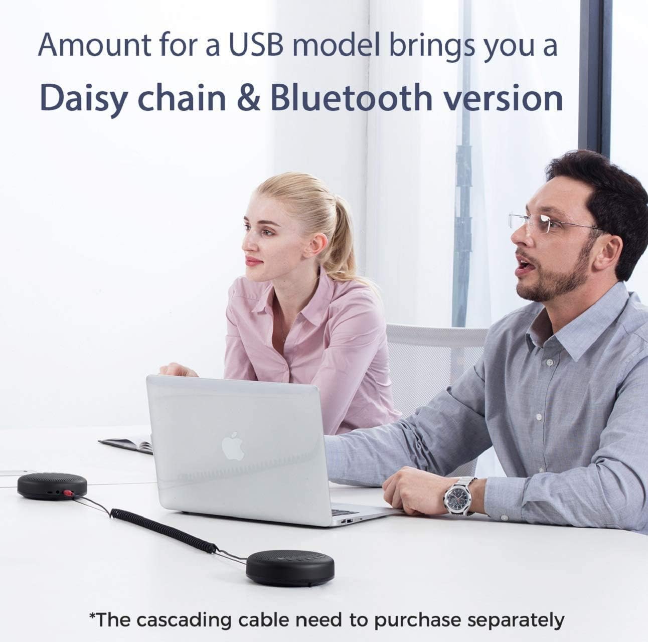 Bluetooth Speakerphone – eMeet Luna Conference Speaker, Enhanced Noise Reduction Algorithm, Daisy Chain, Dongle USB Speakerphone for Home Office, 360°Voice Pickup for 8 People : Electronics