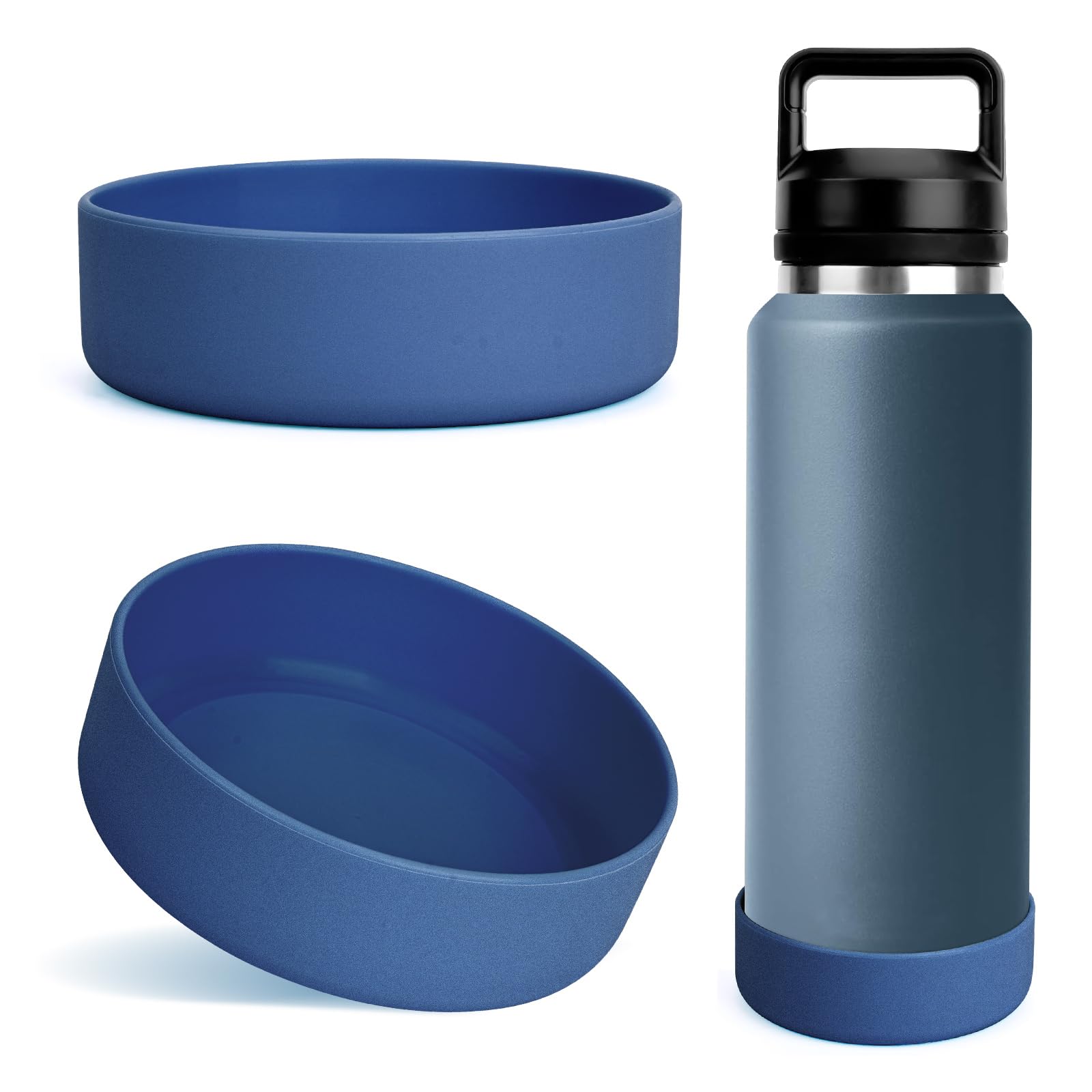 Linkidea Water Bottle Boot Compatible with YETI Rambler Bottle 36oz, Silicone Anti-Slip Water Bottle Bottom Sleeve Cover Protector, Bottle Bumper (Nordic Blue / 2 Pack)