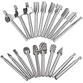 Saipe 20pcs 1/8" Shank HSS Routing Router Bits Rotary Burr Set Wood Carving Drill Bits Set Multi-shape Rotary File Grinder Fi