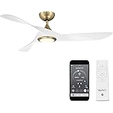 WAC Lighting F-074L-SB/MW Swirl Indoor Ceiling Fan Soft Brass Matte White