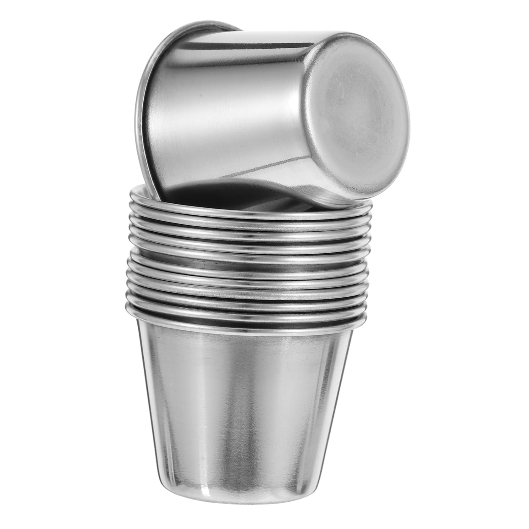 NUOBESTY 12pcs Stainless Steel Shot Glasses Mini Dipping Sauce Cups Small Drinking Tumblers for Travel Camp Barware Vessel (45ml)