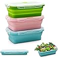 Alimat PluS Silicone Food Storage Containers with Lids, 3 Pack Set 40.5oz(1200ml) Collapsible Meal Prep Lunch Containers, Microwave, Freezer and Dishwasher Safe