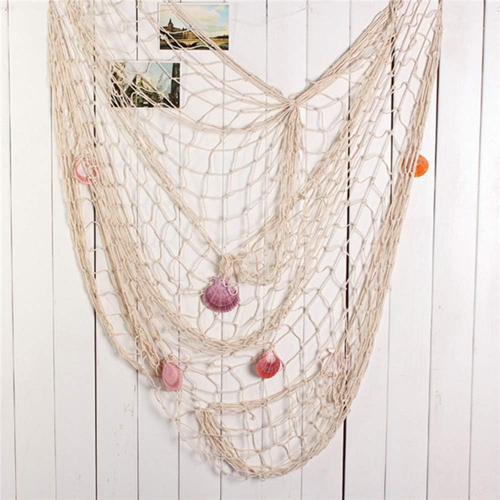 SUNREEK Decorative Fishing Net Decor,Mediterranean Ocean Pirate Beach Theme Party Decorations (Beige, 1.5m x 2m)