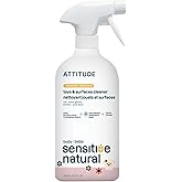 ATTITUDE Sensitive Baby Toy Cleaner Spray, EWG Verified, Unscented | Cleans Toys High Chairs &amp; Play Areas, No Sticky Film, No Harsh Fumes, Daily Use, 99% Naturally Derived, Multi Surface Nursery
