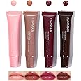 Baorder 4 Colors Hydrating Lip Gloss Set,Glitter Glossy Plumping Lip Glow Oil,High Shine Glass Finish Lip Jam,Shiny Jelly Liquid Lipstick For Women And Girls