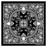 Black Paisley Skull Bandana measures 21