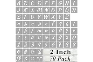 REOLAN 2 Inch Alphabet Letter Stencils for Painting - 70 Pack Letter and Number Stencil Templates with Signs for Painting on Wood, Reusable Numbers and Letters Stencils for Chalkboard Wood Signs & Wall Art