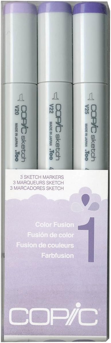 COPIC Sketch Coloured Marker Pen, Set of 3 Color Fusion 1, For Art & Crafts, Colouring, Graphics, Highlighter, Design, Anime