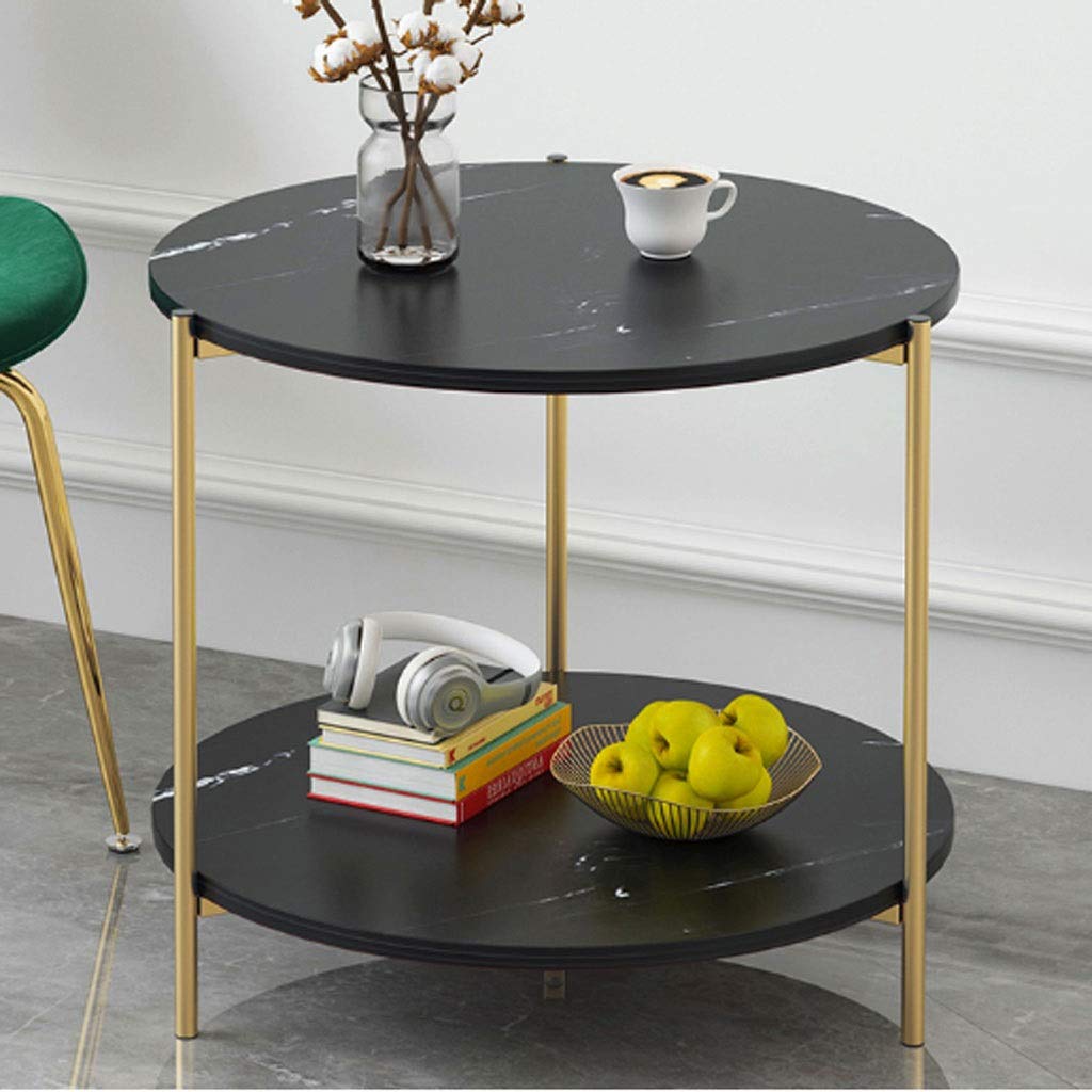 Amazon Com L Life End Tables Side Table Wooden 2 Tier Small Round