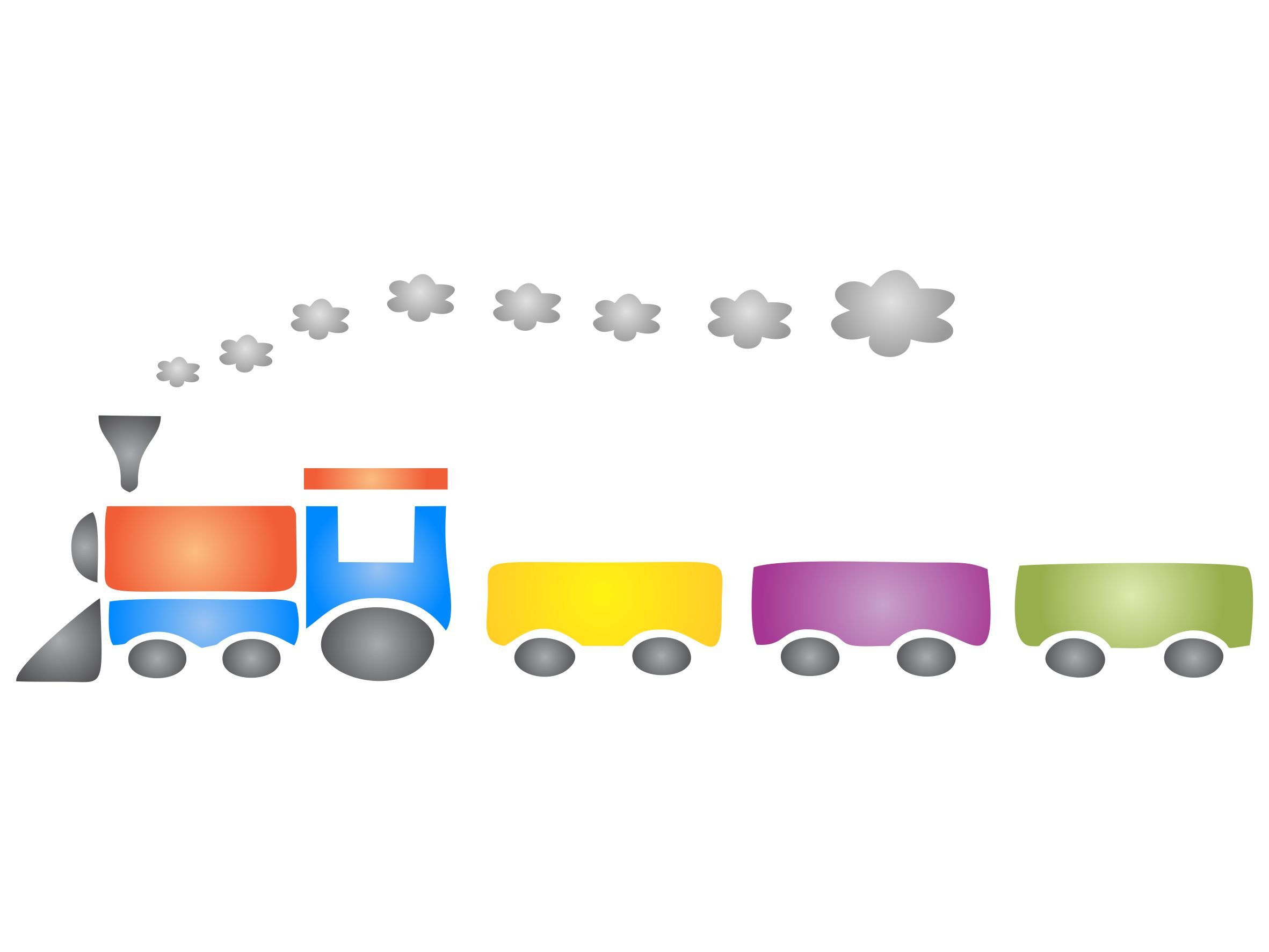 Train Stencil - 23 x 7.5cm (S) - Reusable Nursery Toy Baby Boy Wall Stencil Template