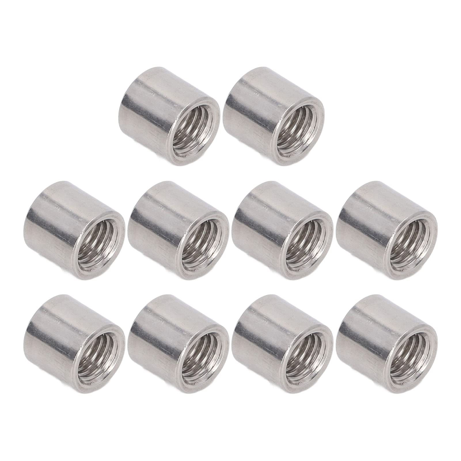 Pack Of 10 M10 X 1.5-Pitch 13mm Length Round Coupling Nut 304 Stainless Steel Female Fully Threaded