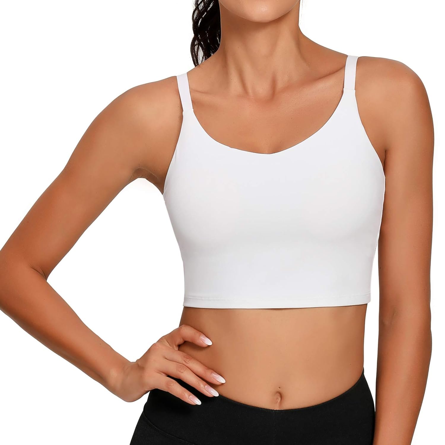 Buy Lemedy Sports Bra Adjustable Strap Crop Padded Tank Top Workout Yoga Gym Running (L, White