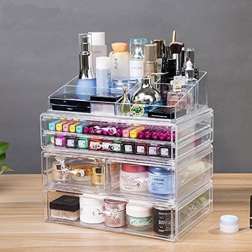 Kardashian Large 5 Drawers And 9 Grid Makeup Organizer Clear 11 8