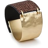 YKKZART Leather Bracelet for Women Black Leather Golden Bracelet Bangle Chunky Leather Wrap Bracelet for Women Statement Jewelry Gift