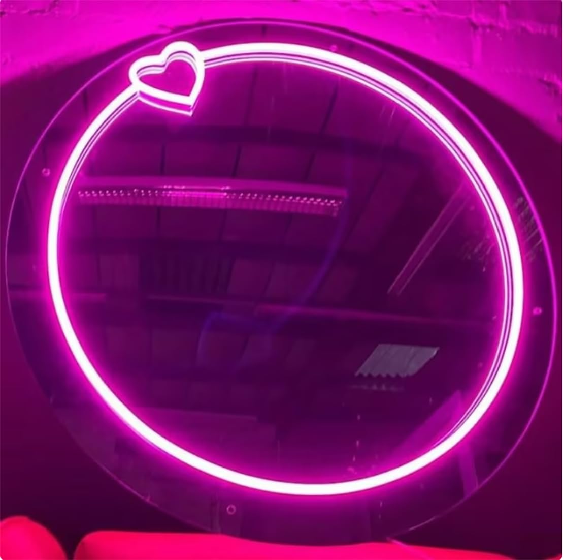 Ulalaza LED Acrylic Mirror Neon Light Heart/Cat/Letter/Wavy Wiggle Shape Witch's Mirror Gothic Wall Decor Romantic Various-shape Cute for Bedroom Decor Home Studio Dorm Room Wedding