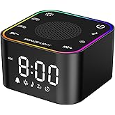 Sound Machine with Alarm Clcok: 30 Non-Looping Sleep Sounds - White Noise Alarm Clock for Natural Wake Up - Adjustable Volume