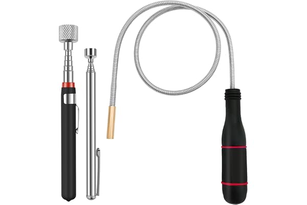 3 Pack Magnetic Pickup Tool Set, Telescoping and Flexible Retrievers | Includes 1.5 lb and 15 lb telescoping tools plus a 21.