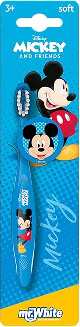 MR.WHITE BRUSH YOUR WAY Disney Mickey Mouse Kids Toothbrush Soft Bristles 3-12 view 1