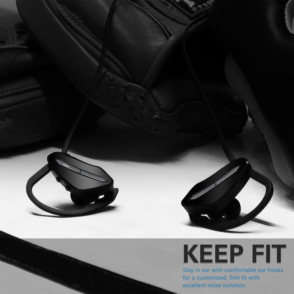 TINGGAOLI Bluetooth Headphones Wireless Sports Earphones Sweat-proof In-Ear Wireless 4.1 Headphones with Microphone and Noise Cancellation for Running Fitness Outdoor Sports