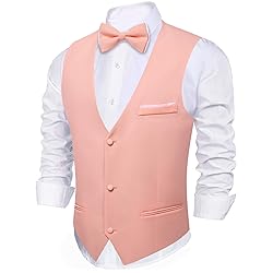 Barry.Wang Mens Blush Pink Suit Vest Bow Tie Set