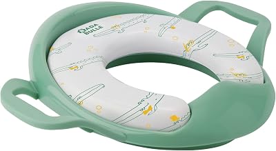 Toilettensitz Kinder mit Griffen & weichem Sitz - Rutschfester Toilettenaufsatz mit Krokodil-Motiv - Ergonomischer Toilettensitz - Universell passend - Leicht zu reinigen - 18 Monate +