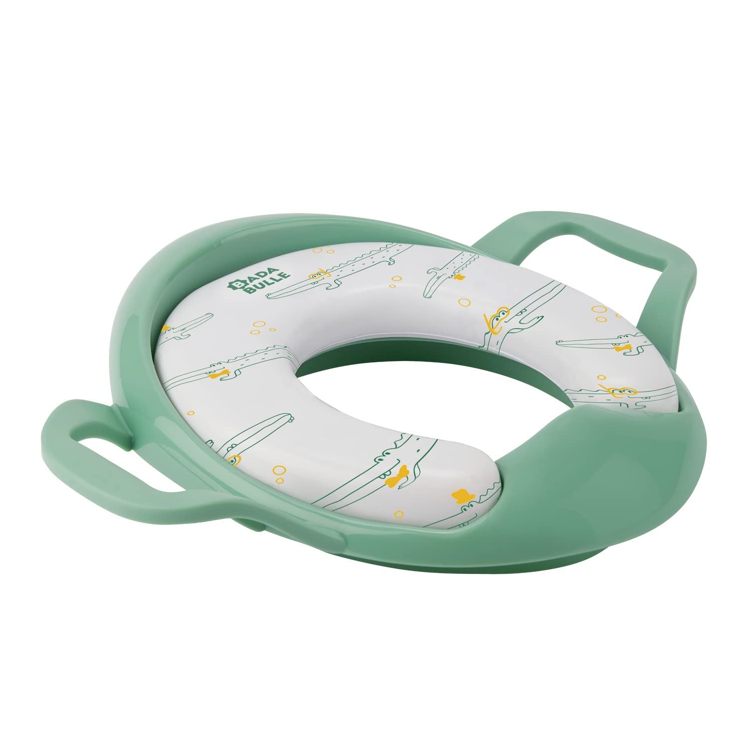 Badabulle Toilet Seat Reducer with Handles - For Potty Training, Comfortable - Crocodile