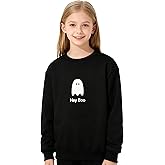 Seechoslo NEW 6-14Y Girls Cute Ghost Graphic Sweatshirt Cotton Soft Pullover Casual Fall Tops