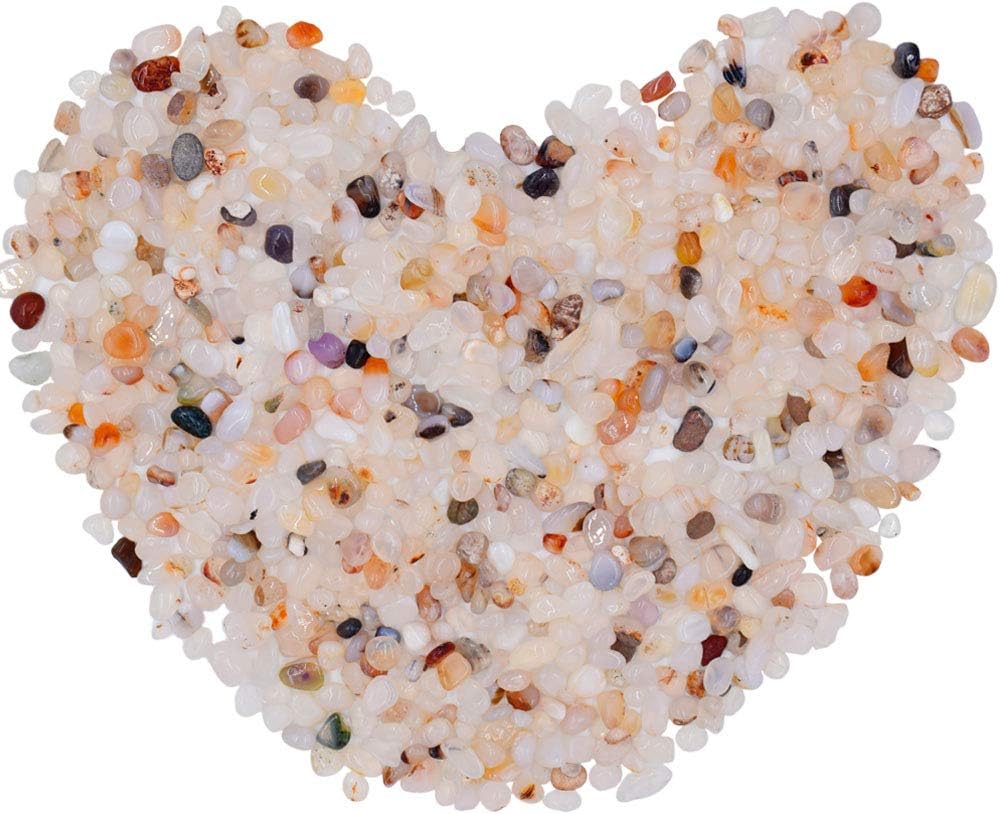 Bofanio 1.1 lb White Agate Gravel Chips Stone Crushed Crystal Quartz Pieces Irregular Shaped Tumbled Stones Raw Gems Beads Filler Colored Decorative Rocks for Vases Plants Crafts (500g/Bag)