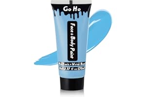 Go Ho Light Blue Face Body Paint Washable(2.37oz/pc),Water Based Cream Pale Blue Face Paint,Body Paint for Halloween Costumes Festivals Cosplay SFX Ghost Bride Sally Makeup