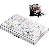 BONSYL® RFID Blocking Credit Card Holders, Slim Metal Credit Card Case Wallet with 6 Slots for Women or Men. (6 Card/Silver/Flower)