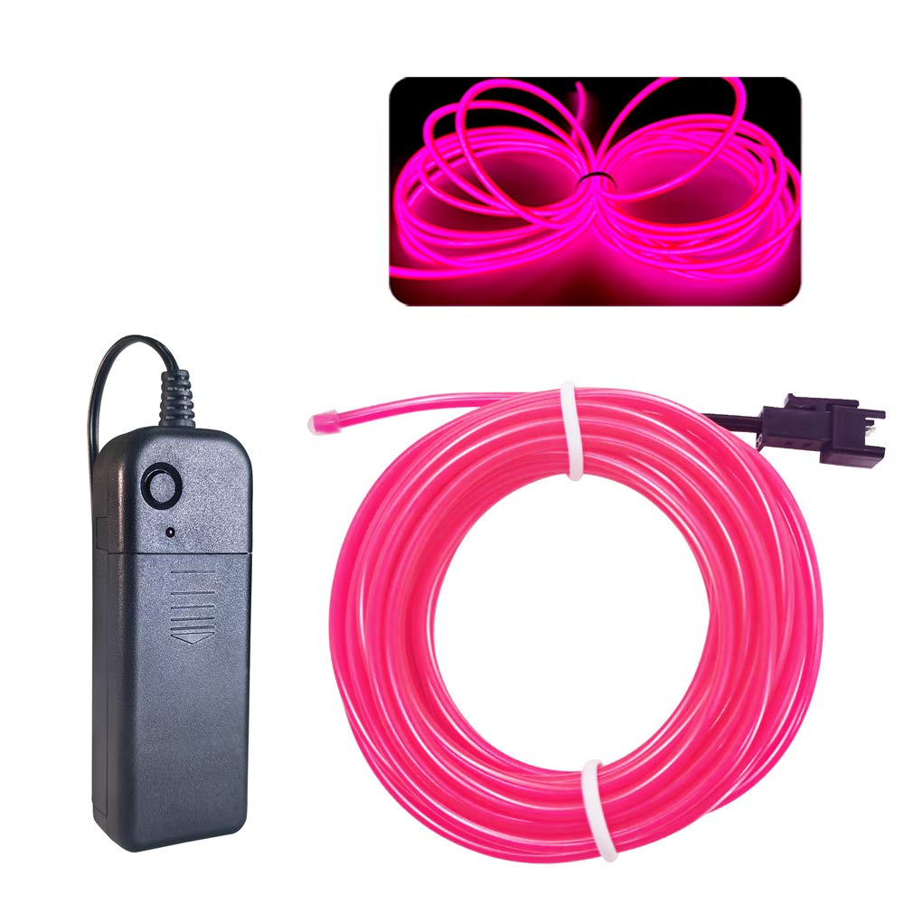 Balabaxer EL Wire Pink, 9.8ft/3M Neon Lights Noise Reduction Neon Electroluminescent Wire for Halloween, Parties, DIY Decoration