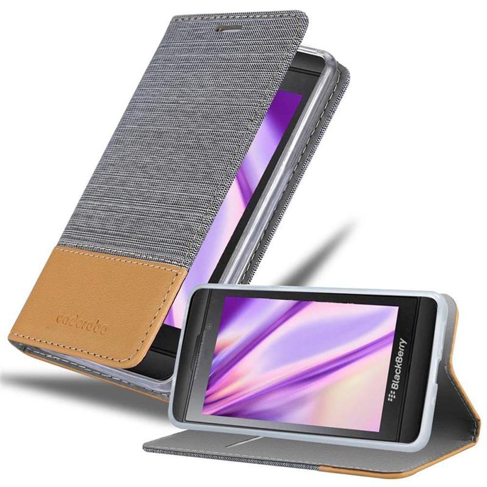 cadorabo Book Case works with Blackberry Z10 in LIGHT GREY BROWN - with Magnetic Closure, Stand Function and Card Slot - Wallet Etui Cover Pouch PU Leather Flip