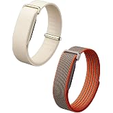 2 Pack Band Compatible with Google Fitbit Air, Silicone Sport Band and Nylon Strap, Breathable Adjustable Replacement Wristbands for Men Women, Orange+White