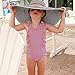 Baby Girl Swimsuit Ruffles One Piece Swimsuit Striped Beach Baby Girl Bathing Suit Bikini Infant Girl Swimwear Headband 2 Pcs Set 0-3T Pink